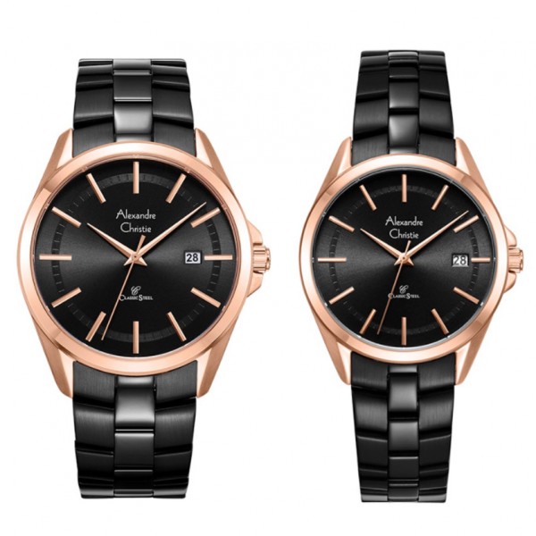 Alexandre Christie AC 8652 Rosegold Black Couple